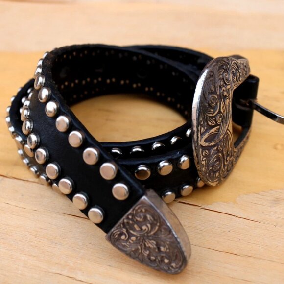 Black Leather Belt Another line inc Womens - Picture 4 of 12